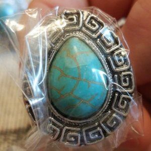 Silver and Turquoise Ring Adjustable Style 8